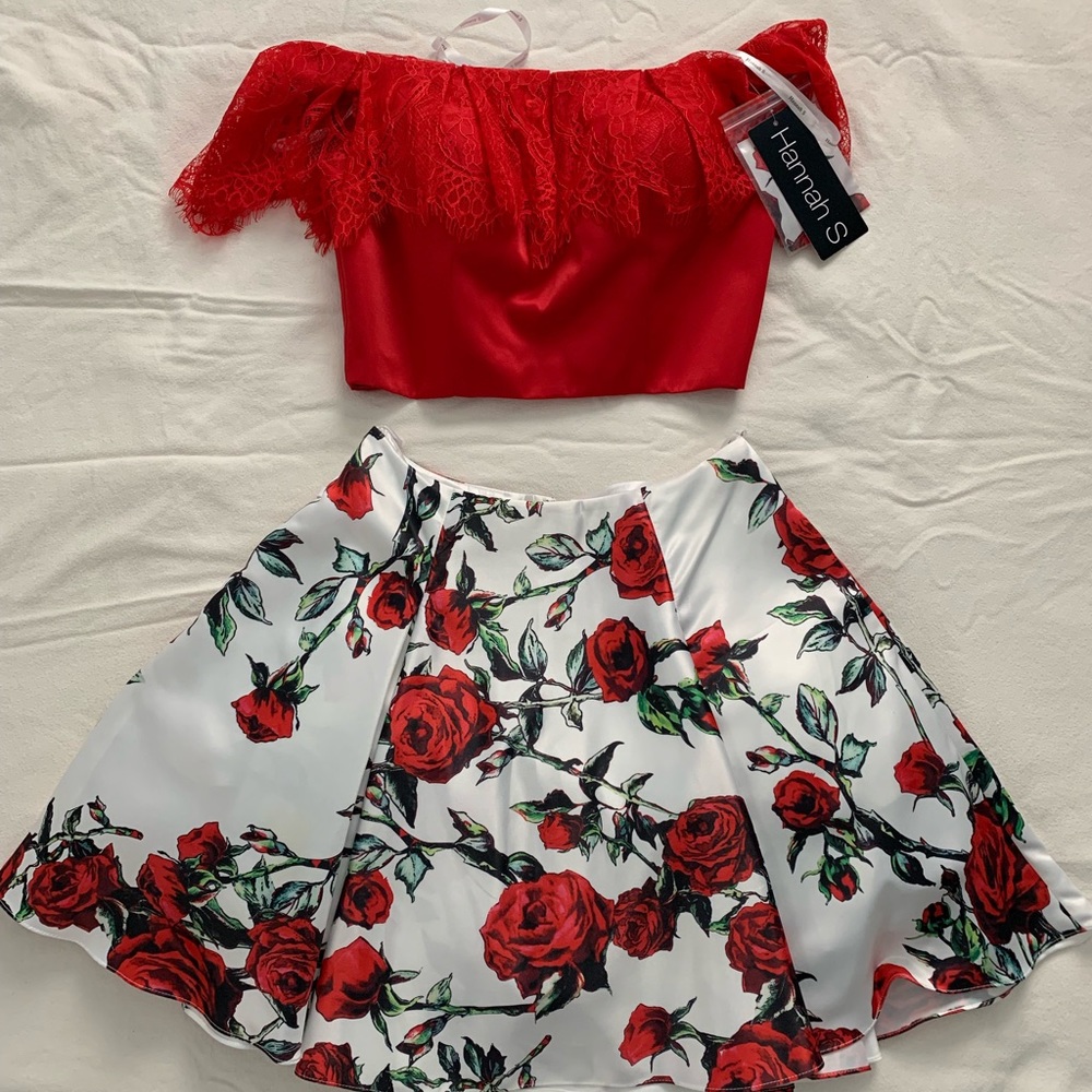 Hannah S. Two Piece Rose Print Dress